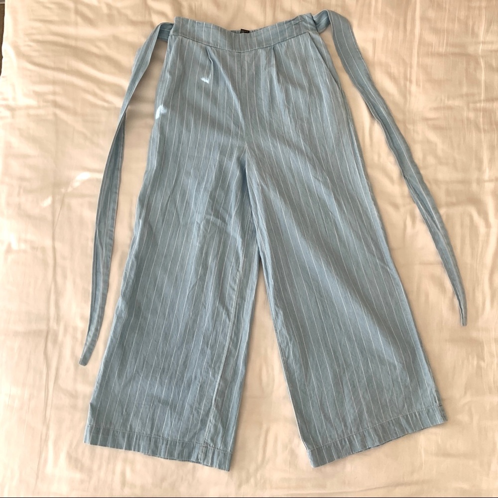 Blue Striped Flowy Pants